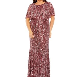 NWT Mac Duggal 93867 Cape Sleeve Sequin Dress - size 24W